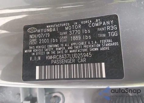 2020 Hyundai Venue Sel from USA, damaged, VIN KMHRC8A37LU025945